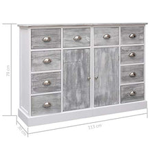 Festnight Credenza con 10 Cassetti in Legno Grigia 113x30x79 cm