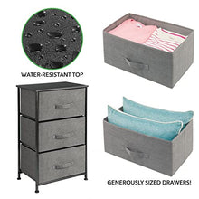 mDesign Comodino in stoffa – Organizer pratico con 3 cassetti – Cassettiera ideale per la camera da letto, l’appartamento o per stanze piccole – antracite
