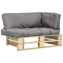 FAMIROSA Divano da Giardino su Pallet con Cuscini Grigi in Legno Pino