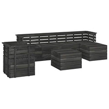FAMIROSA Set Divani da Giardino su Pallet 7 pz Legno Pino Grigio Scuro-3747
