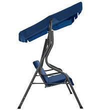 vidaXL Panca Dondolo da Giardino con Baldacchino e Cuscini Comodo Relax Stabile Elegante Altalena Telaio in Acciaio Verniciato Blu Scuro in Tessuto