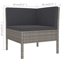 SKM Set Divani da Giardino 3 pz con Cuscini in Polyrattan Grigio (19.5kg)