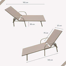 2X Lettino Prendisole Da Giardino Regolabile In 5 Posizioni 193 X 59 Cm Lettino Da Giardino E Piscina in Alluminio Trasportabile E Pieghevole Tessuto Textilene Resistente Di Color Sabbia