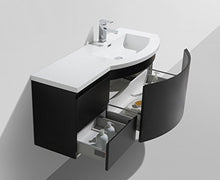 Mobile da bagno LAURANCE 1200, nero opaco - armadietto a specchio e specchio a scelta, Specchio:Senza specchio, Versione:Lavabo a destra