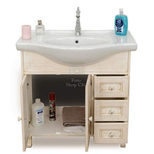 SHOP CHIC Mobile bagno decapè avorio con lavabo in ceramica da 85 cm