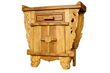 Windalf Handmade Natura - Comodino con cassetto ANNAEL 94 cm, con ornamenti in legno