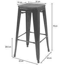 Set 2X sgabelli bistrot Design Industriale HWC-A73 Legno Metallo Verniciato Rosso