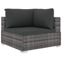 vidaXL Set Divani da Giardino 4 pz con Cuscini Foderati Lavabili Modulare Leggero Elegante Arredi da Esterno in Polyrattan Grigio Telaio in Acciaio