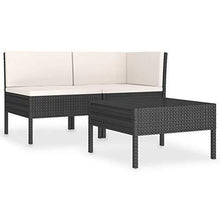 Festnight 3pz Set Divani da Giardino/Salotto/Salottino in Polyrattan per Esterno/Arredo Giardino con Cuscini Nero - Arredi Casa