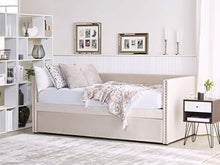 Beliani Letto da Giorno con Rotelle 90 x 200 cm in Velluto Beige Chiaro Troyes