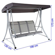 Dondolo da Esterno a 3 posti HWC-D62 Acciaio Alluminio Tessuto textilene Grigio