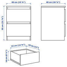 Cassettiera IKEA MALM con 2 cassetti impiallacciato rovere mord bianco