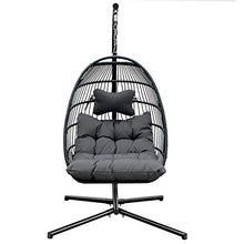 Xhtoe Sedia Amaca Sedia A Dondolo con Supporto E Cuscino per Sedia Grigio Scuro per Esterni in Vimini A Goccia Comfort E Durata