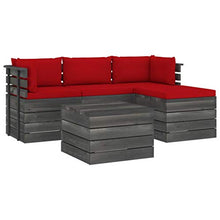 FAMIROSA Set Divani da Giardino su Pallet 5 pz con Cuscini Massello Pino-1809