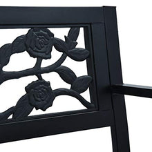 BIGTO - Panca da giardino, in metallo, 125 cm, colore: Nero