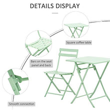 Set Tavolo e 2 Sedie Pieghevoli da Giardino in Metallo Verde