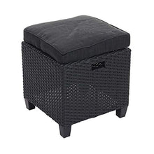 Mendler Salottino da Giardino con Tavolo e 2X Pouf HWC-E95 polyrattan Nero Cuscini Antracite