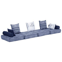 vidaXL Pouf Modulare a 2 Posti Convertibile Divano Morbido Comodo Imbottito Spesso Esotico Sofa Agrippina Poltrona Pouf Indaco in Tessuto
