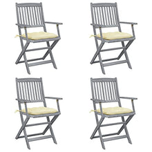 vidaXL Sedie da Giardino Pieghevoli 4pz con Cuscini in Massello Acacia