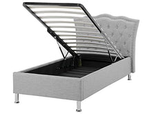 Beliani Letto con Contenitore in Tessuto Grigio Stile Chesterfield 90 x 200 cm Metz