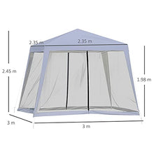 Outsunny Gazebo da Giardino 3x3m con Zanzariera, Copertura in Poliestere e Struttura in Metallo, Grigio