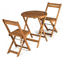 QLS Set di mobili da balcone, giardino, 2 sedie, in legno di acacia pieghevole, 60 x 60 x 72 cm