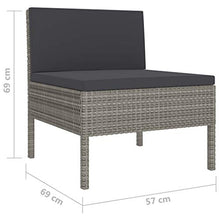 SKM Set Divani da Giardino 10 pz con Cuscini in Polyrattan Grigio (70kg)