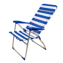 Arcoiris Sedia da spiaggia, letto a 4 posizioni con tasca posteriore con manici e testa regolabile in altezza (2 unità, righe blu e bianco)