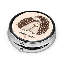 Hedgehugs - Contenitore rotondo per pillole a 3 scomparti, in metallo, per medicina e vitamina