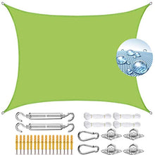 COUEO Vela Parasole Rettangolare 6x7m Anti 95% UV Tende da Sole per Esterno Mpermeabile eResistente, per Giardino Balcone Terrazza, Verde