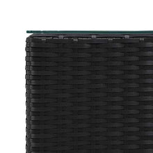 E E-NICES Tavolino Laterale Piano in Vetro Nero 35x35x52 cm in Polyrattan