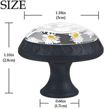 Acquerello Bianco Daisy Pattern Nero Pomelli per Porta Set di 4 Pomelli per Mobili Manopole per Cassetti Cucina Armadio Vetro