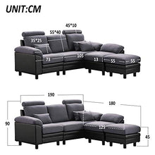 Divano componibile convertibile in tessuto di lino moderno divano a 3 posti a forma di L divano componibile con chaise reversibile 4 posti divani componibili (grigio)