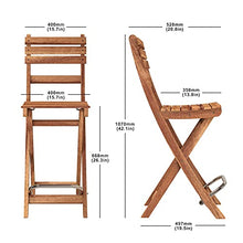 Interbuild Sofia Sgabello da Bar Pieghevole in Legno per Sedia da Esterno da Esterno con Schienale 2 Pezzi/Confezione in Teak Dorato