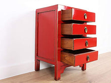 Yajutang - Cassettiera cinese in legno massiccio, colore: rosso