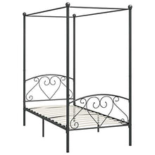 SKM Letto a Baldacchino Grigio in Metallo 90x200 cm (19.9kg)