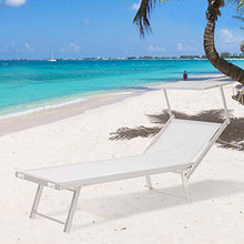Mediawave Store Lettino Prendisole Alluminio con Parasole Luxurious Beach 180X60X40 cm Bianco