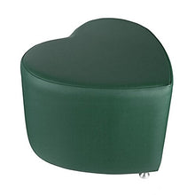 Sgabello a forma di cuore, verde scuro, con piedini in alluminio
