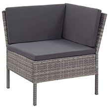 Tidyard 3 pz Set Divano da Giardino, 3 Divani con Cuscini, Set Divani Modulari da Giardino per Esterno, Salottino da Giardino in Polyrattan Grigio