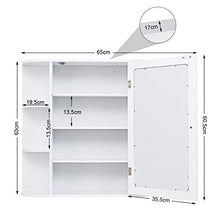 GOPLUS Armadietto con 4 Ripiani e Sppechio da Bagno, 66x63x12,5 cm (Bianco)