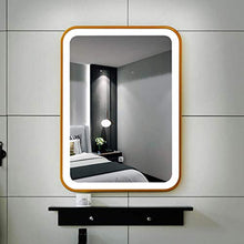 Specchio da Parete a LED, Specchio da Bagno con Luce, Specchio da Trucco/da Barba Rettangolare con Luce Bianca (Nero/Oro)