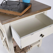 Comodino in legno bianco crema, vintage, stile rustico, retro