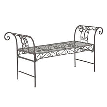 [en.casa] Panca da Giardino/Terrazza/Balcone con 2 Posti di Seduta Panchina in Metallo con Elementi Decorativi e Braccioli Incurvati - Verde