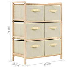 FAMIROSA Armadietto in Cedro con 6 Cesti in Tessuto Beige