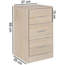 WOHNLING Comodino Olav Legno Comodino a 3 cassetti Sonoma Moderno | Design Comodino 37,5 x 68 x 35 cm | Extra Alta Comodino
