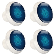 4 pcs White Cabinet Knobs for Kitchen Cabinets Bedroom Wardrobe Dresser Drawers Circuit board house icon