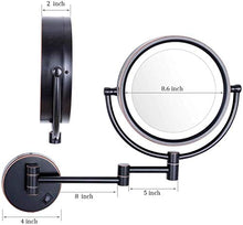 WZDD Specchio Trucco da Parete con Luce LED, Specchio Ingranditore 10X, Specchio Cosmetico Illuminato Nero - 360° Girevole E Rotondo
