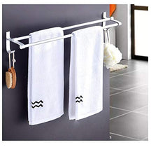 Porta asciugamani a parete multifunzione Space alluminio opaco con gancio doppio bianco argento-Lunghezza 50 cm Supporta da Bagno Portasciugamani da Parete Barra Cucina Bagno