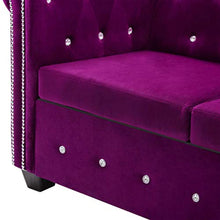 vidaXL Divano Chesterfield a 3 Posti Velluto Viola Sdraio Sofa Arreddo Salotto
