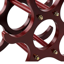 Scaffale da vino in legno, per 6 bottiglie, design compatto, adatto per bar, casa, ristoranti, colore nero 5